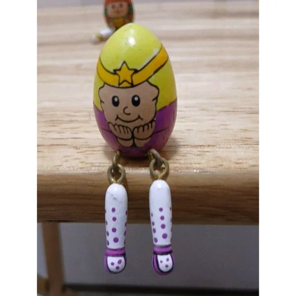 3 Wise Men Wooden Egg People Dangling Legs Christmas Decor Magi Nativity 2½" - Picture 5 of 7